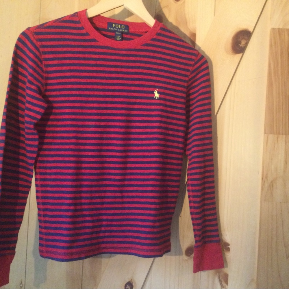 Polo by Ralph Lauren Kids Red and Blue Striped Long Sleeve Shirt